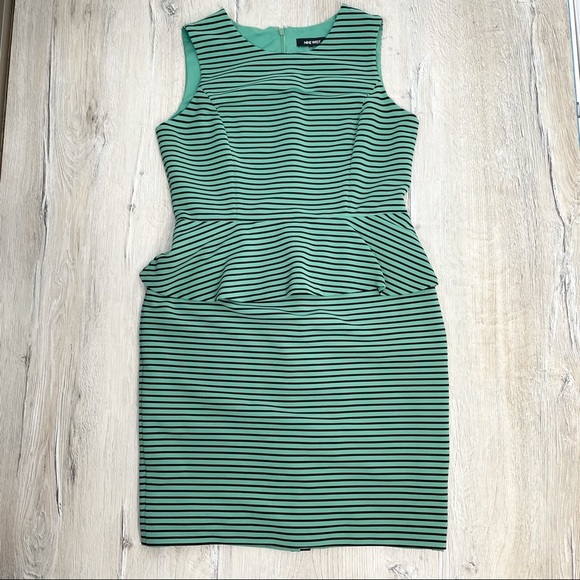 Nine West Green Striped Ruffle Dress - Picture 1 of 12